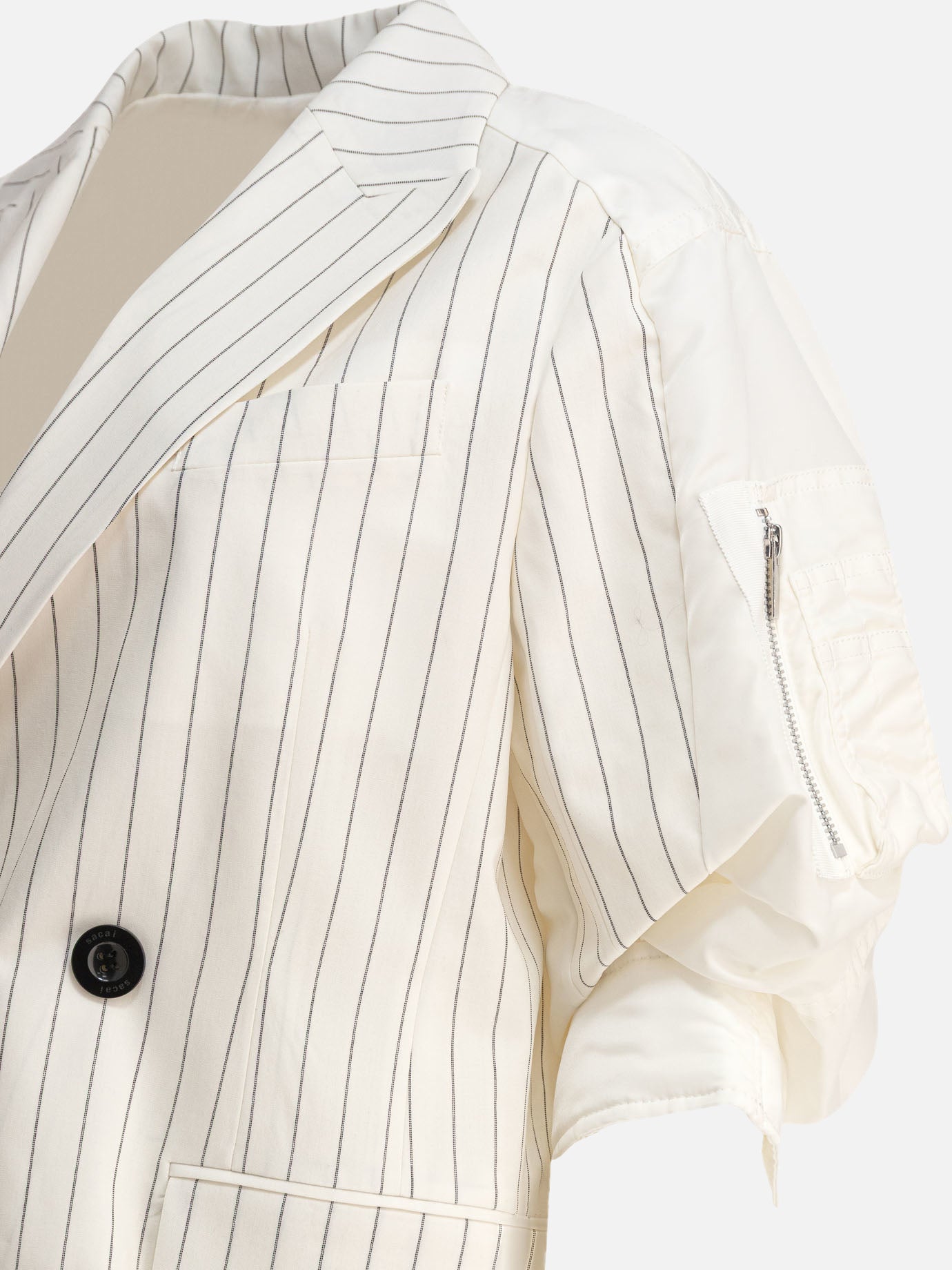 Sacai Balzer double-breasted wool and silk White