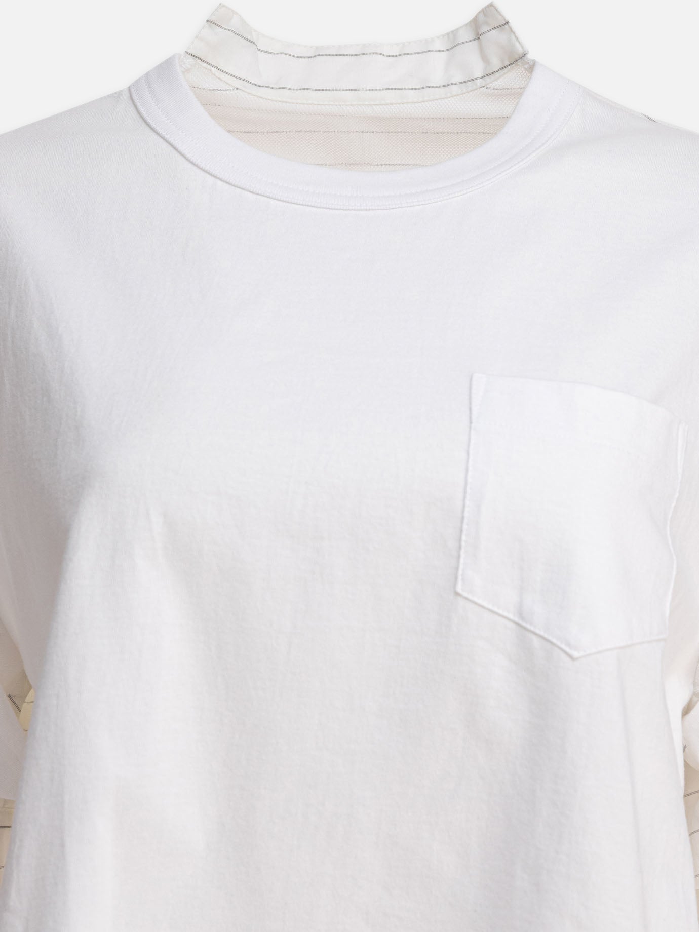 Sacai T-Shirt in organza filata e jersey di cotone 12213542_3 White thumbnail_3
