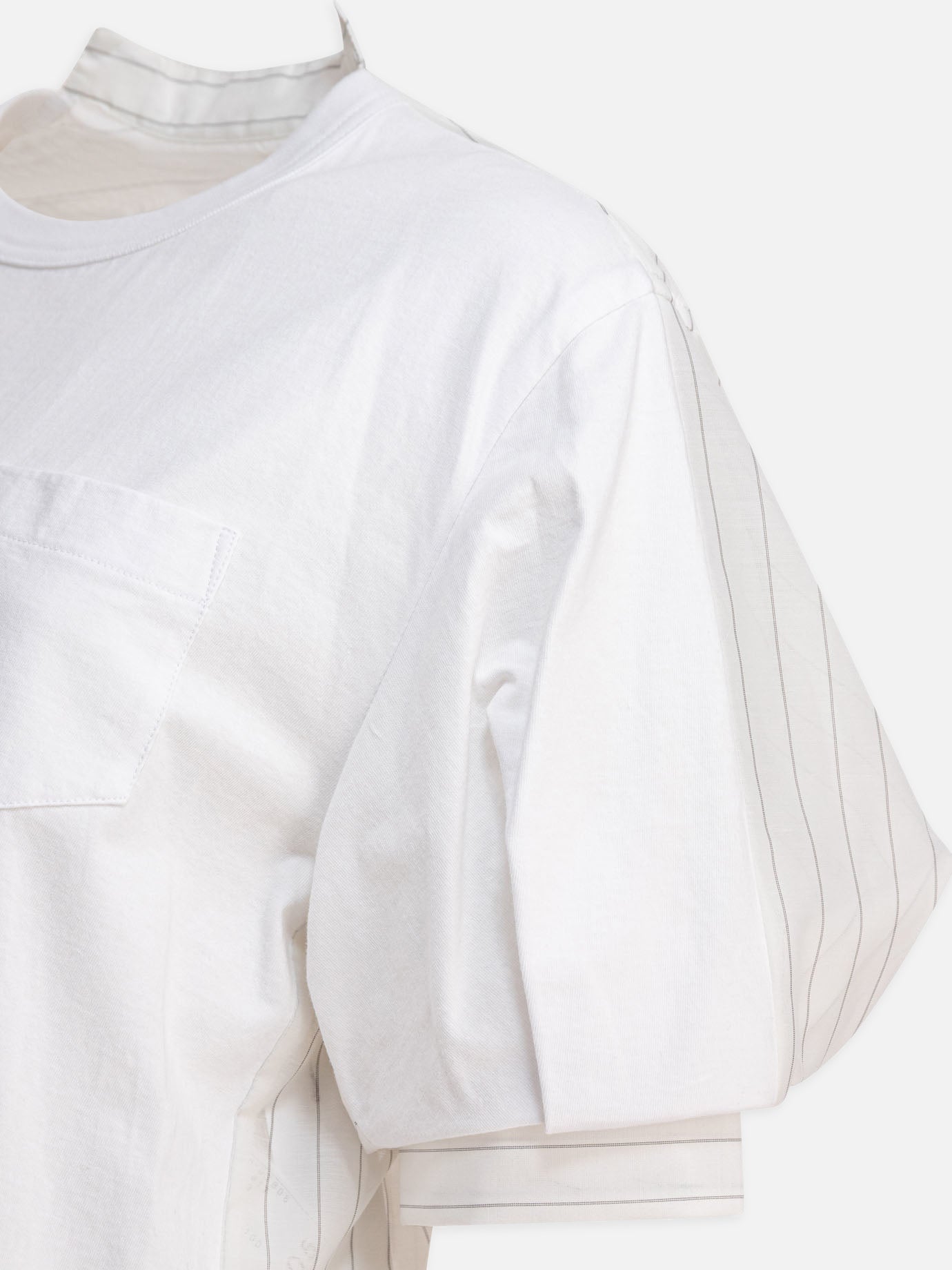 Sacai T-Shirt in organza filata e jersey di cotone 12213542_3 White thumbnail_4