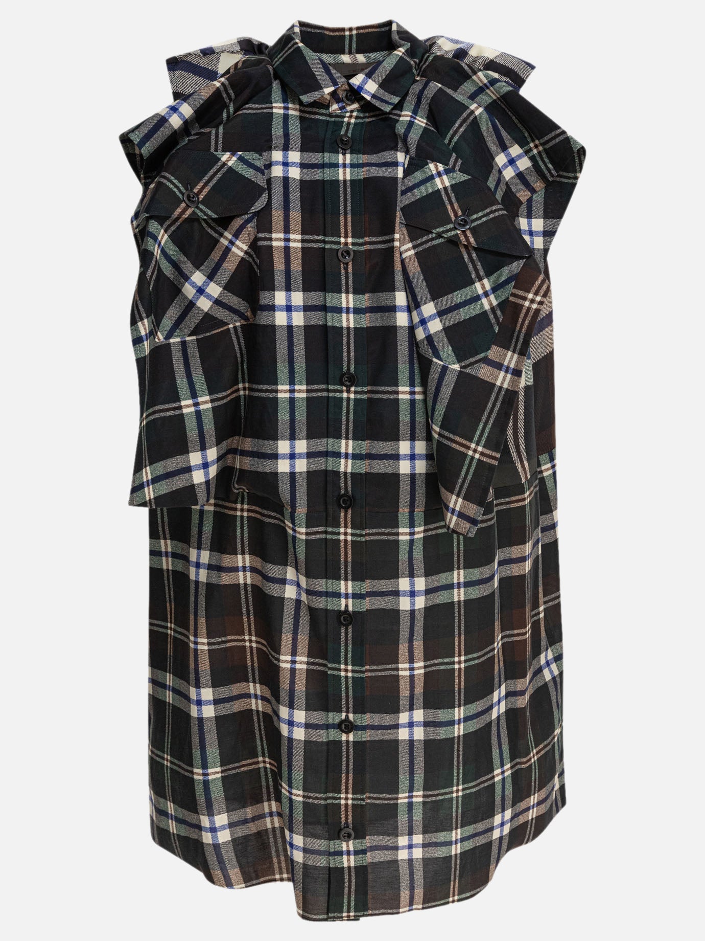 Sacai Plaid print dress 13616298_1 Black thumbnail_1