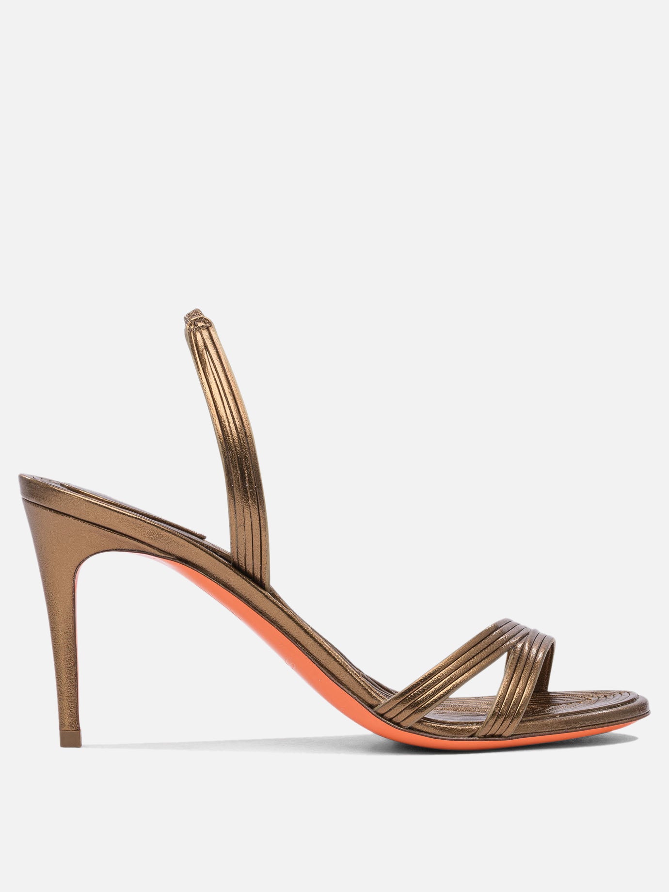 Heeled sandals 100% leather - 100% leather  Gold - Santoni Women | PDP | VIETTI Online Store | thumbnail