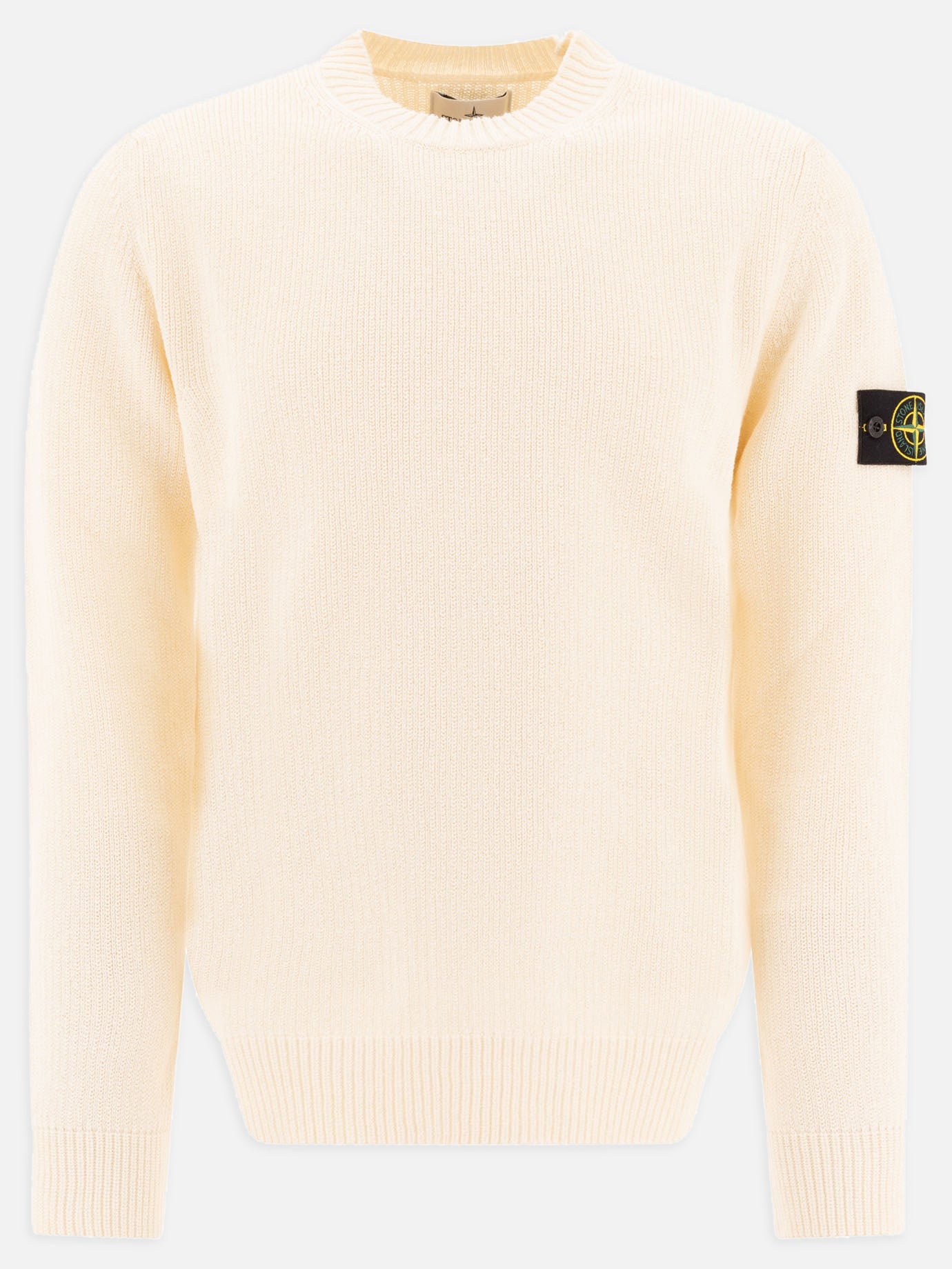 Stone Island Raw hand organic cotton crewneck sweater 10422138_M White thumbnail_1