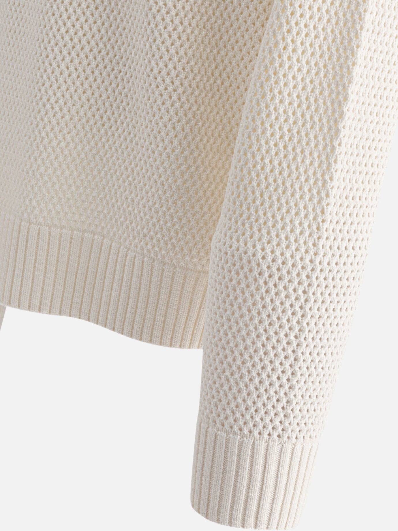 Perforated crew neck sweater