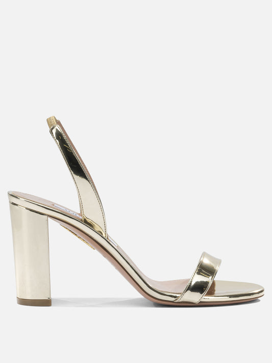 Heeled sandals 40% polyester 38% polyurethane 22% thermoplastic polyurethane - 100% calf leather  Gold - Aquazzura Women | PLP | VIETTI Online Store 
