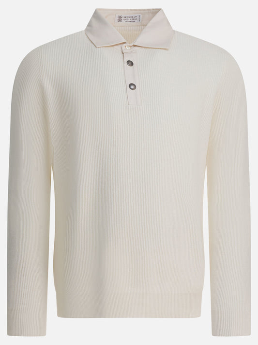 Maglioni scollo a V Solid colour  Bianco - Brunello Cucinelli Uomo | PLP | VIETTI Online Store 
