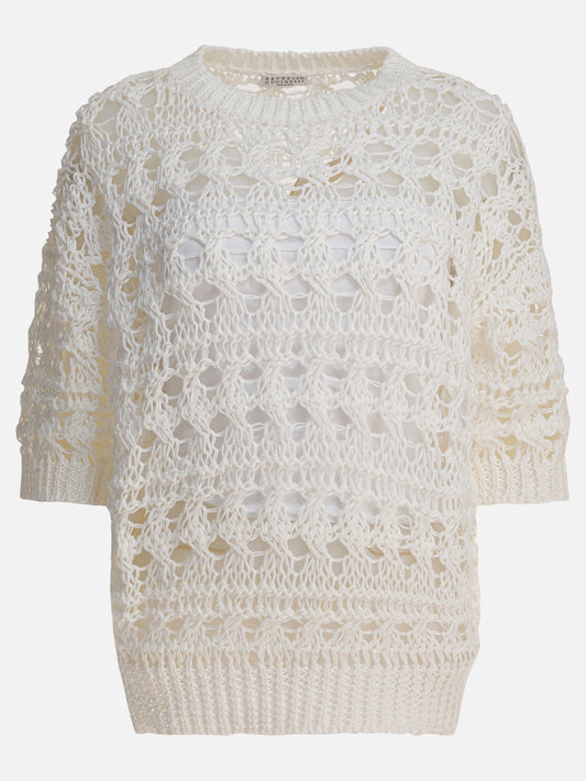 Crewneck sweaters Textured knit  White - Brunello Cucinelli Women | PDP | VIETTI Online Store 
