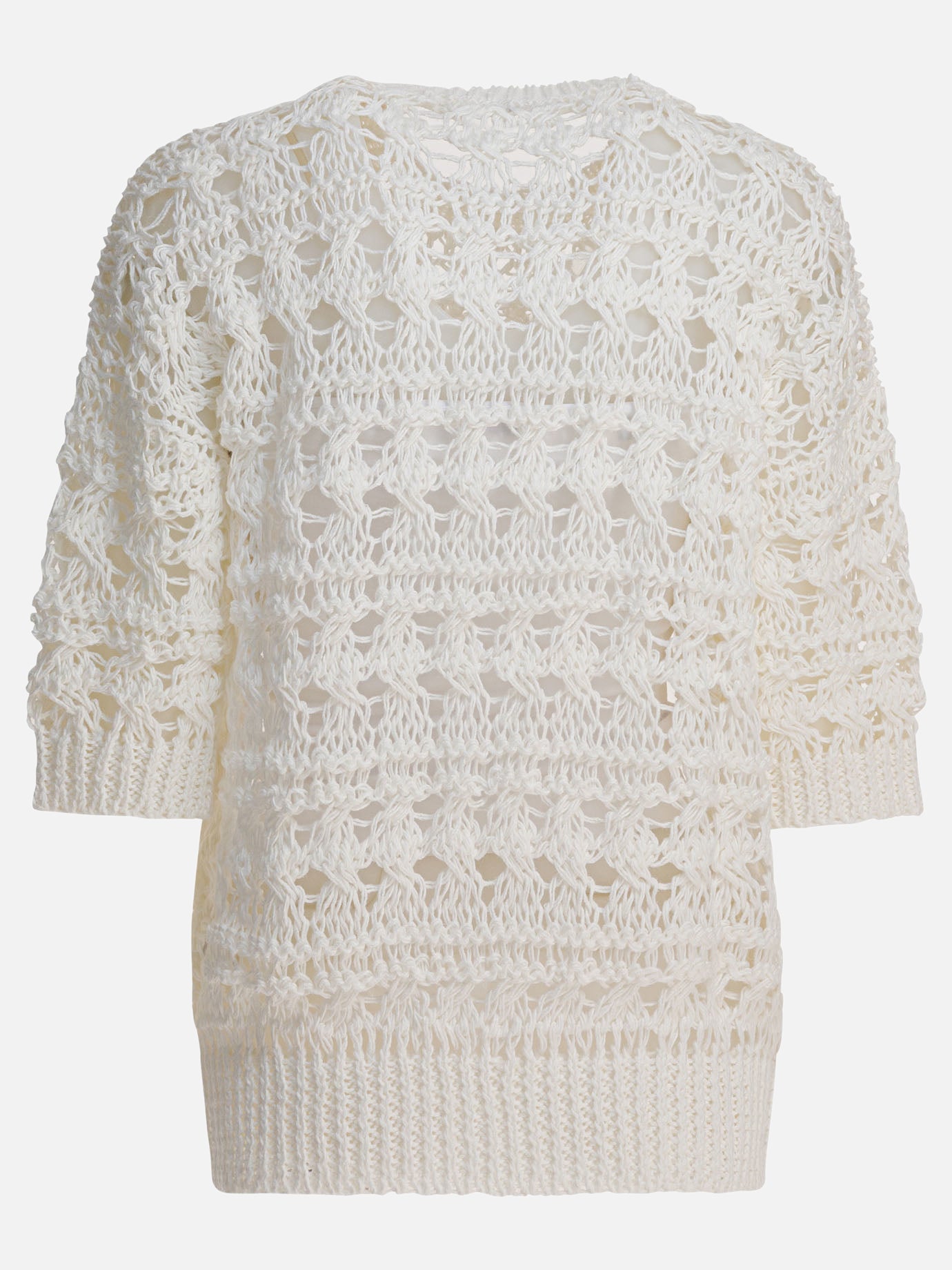 Crewneck sweaters Textured knit  White - Brunello Cucinelli Women | PDP | VIETTI Online Store | thumbnail_2