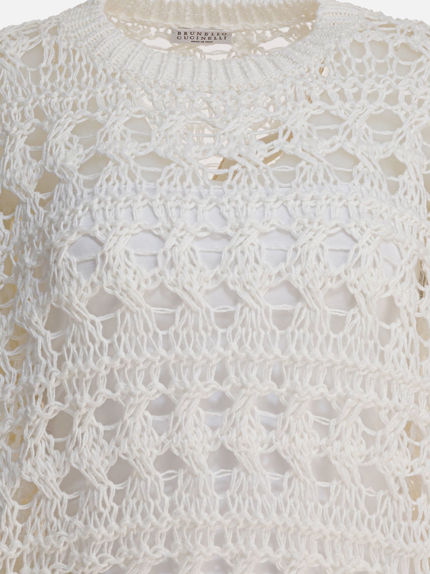 Crewneck sweaters Textured knit  White - Brunello Cucinelli Women | PDP | VIETTI Online Store | Zoom-Modal_3
