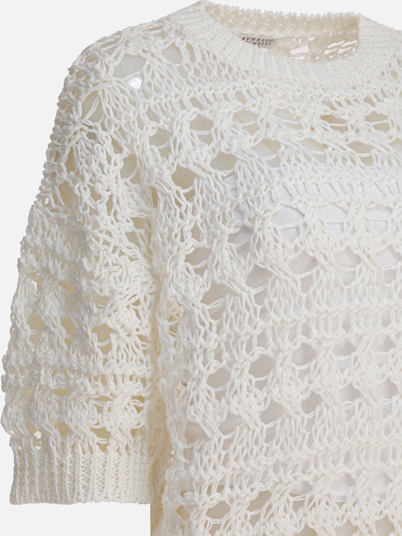 Crewneck sweaters Textured knit  White - Brunello Cucinelli Women | PDP | VIETTI Online Store | Zoom-Modal_4
