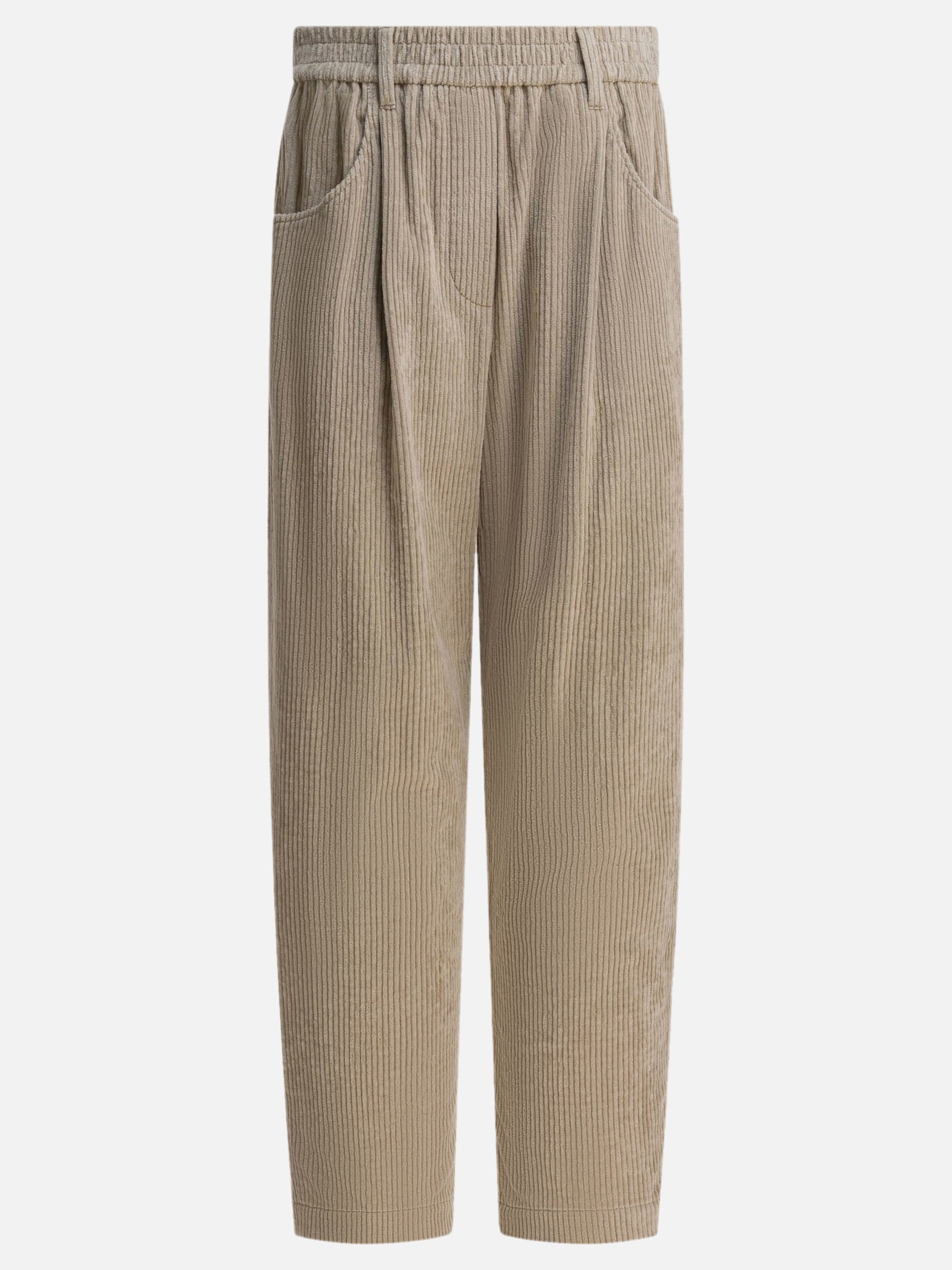 Leisure trousers Solid colour  Beige - Brunello Cucinelli Women | PDP | VIETTI Online Store | thumbnail
