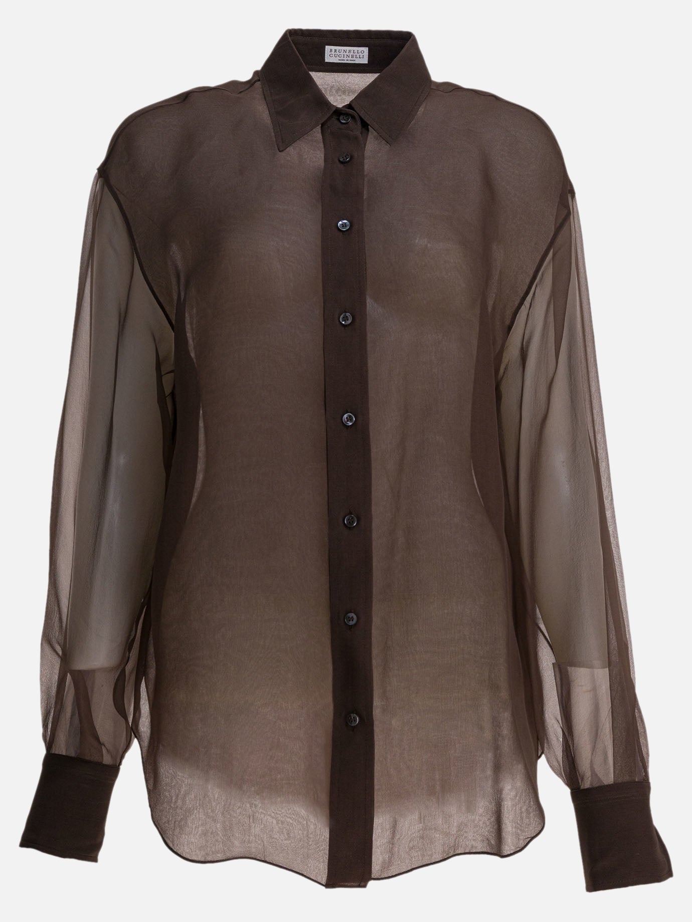 Camicie casual Solid colour  Marrone - Brunello Cucinelli Donna | PDP | VIETTI Online Store | thumbnail
