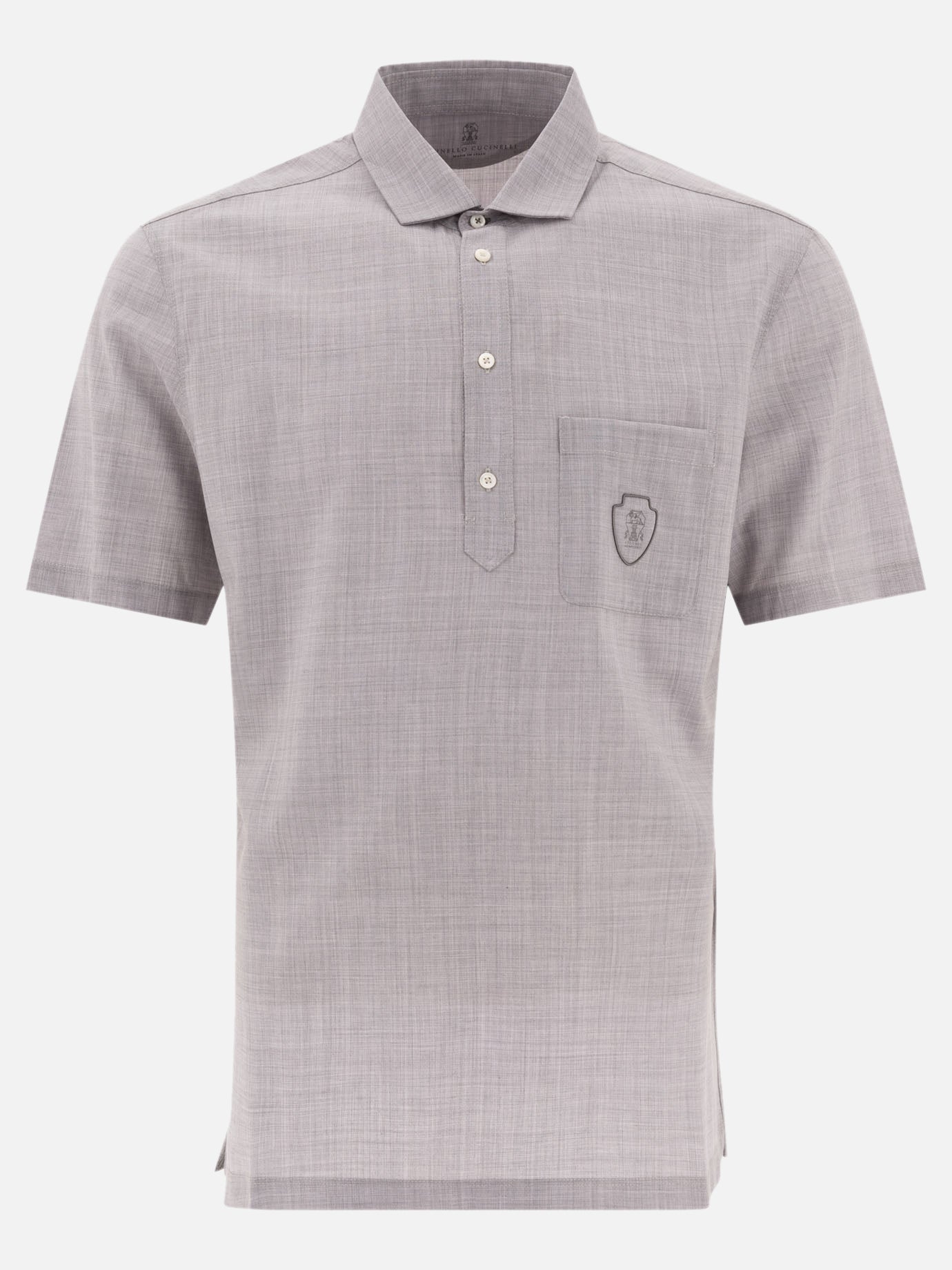 Polo shirts with buttons Solid colour  Grey - Brunello Cucinelli Men | PDP | VIETTI Online Store | thumbnail