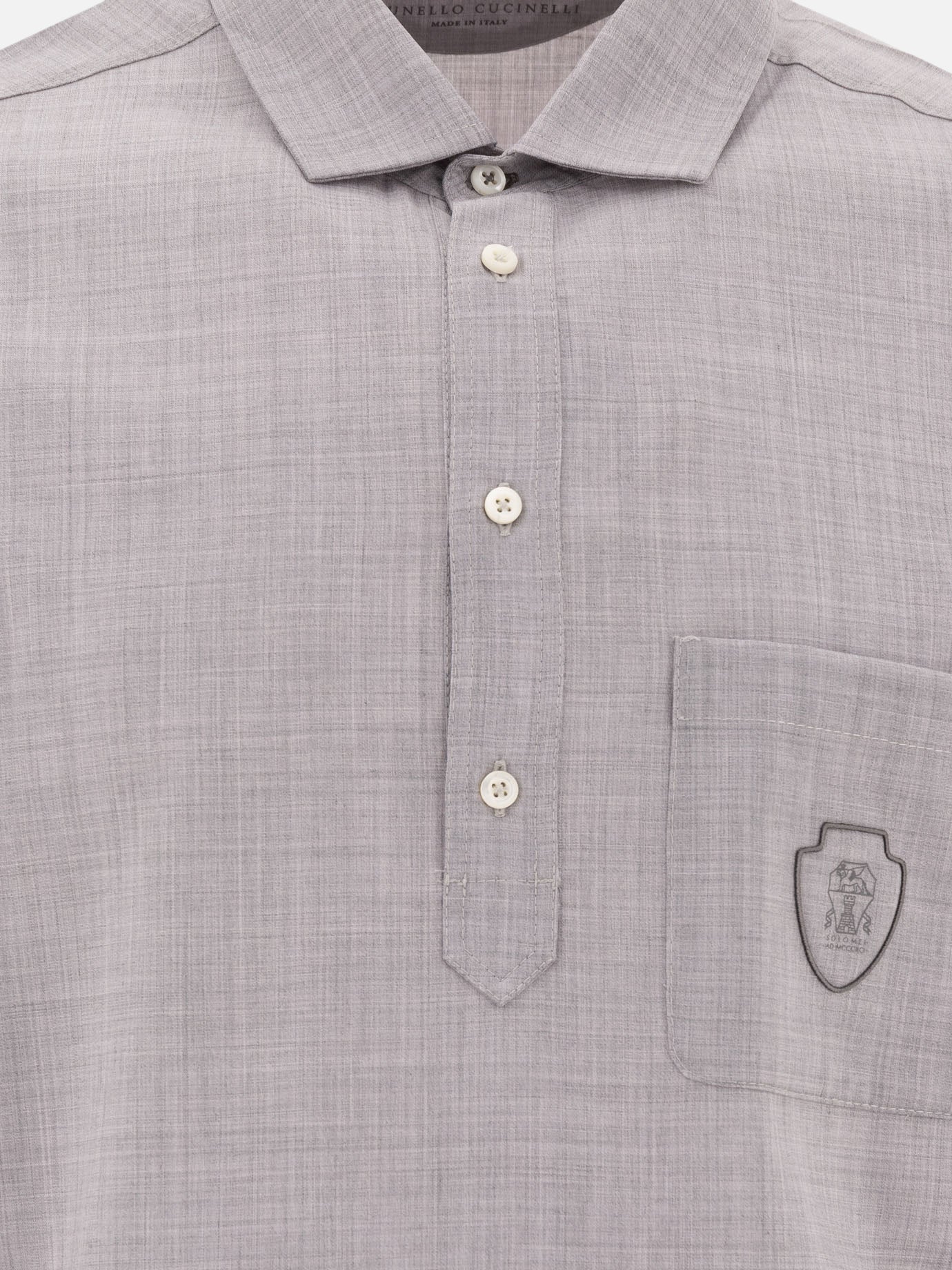 Polo shirts with buttons Solid colour  Grey - Brunello Cucinelli Men | PDP | VIETTI Online Store | thumbnail_3