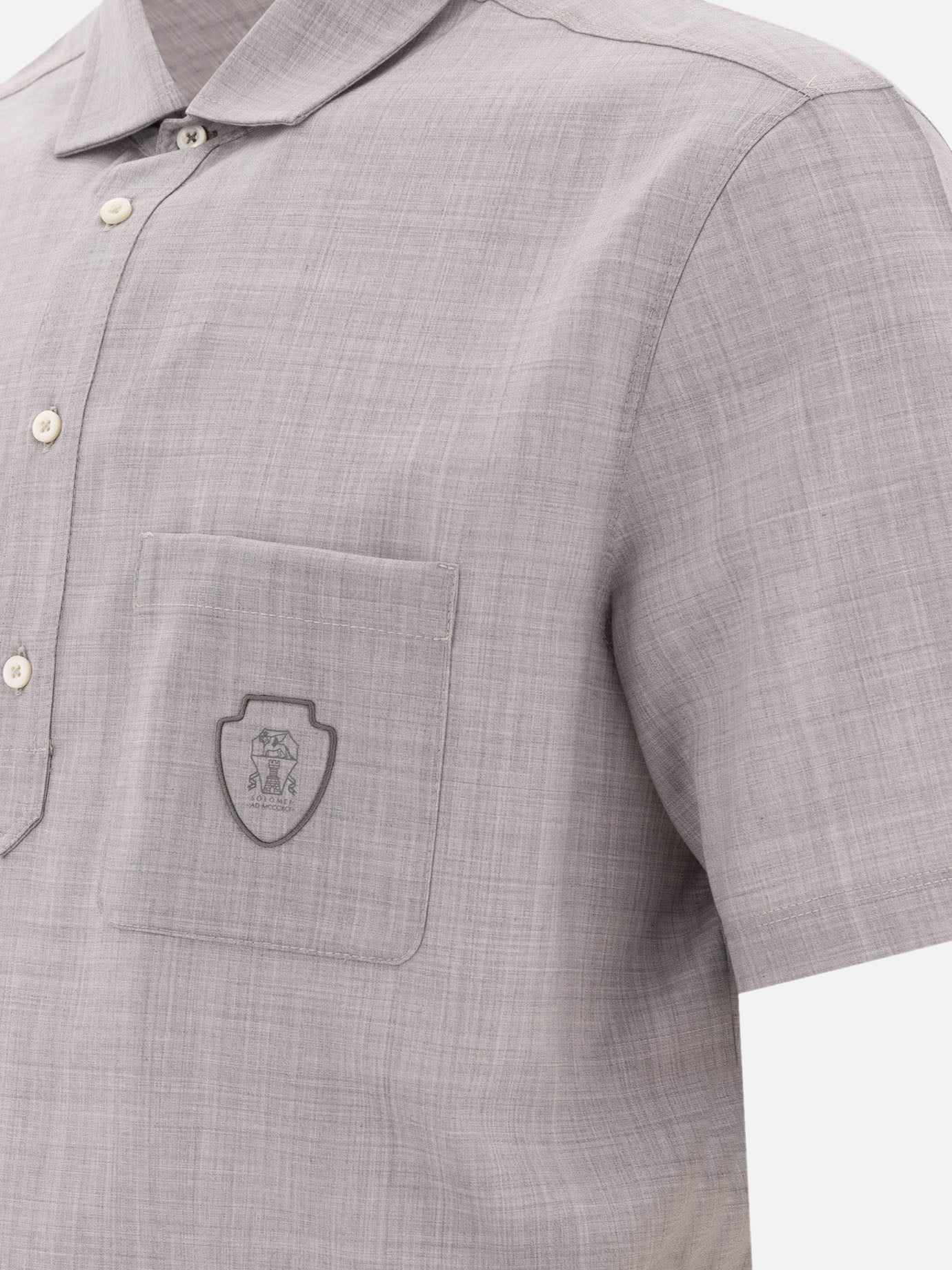 Polo shirts with buttons Solid colour  Grey - Brunello Cucinelli Men | PDP | VIETTI Online Store | thumbnail_4