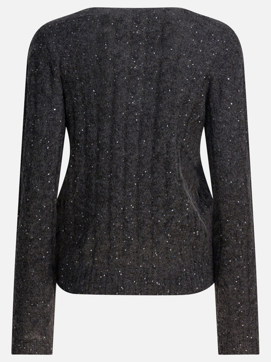 V neck sweaters Textured knit  Blue - Brunello Cucinelli Women | PDP | VIETTI Online Store | 2
