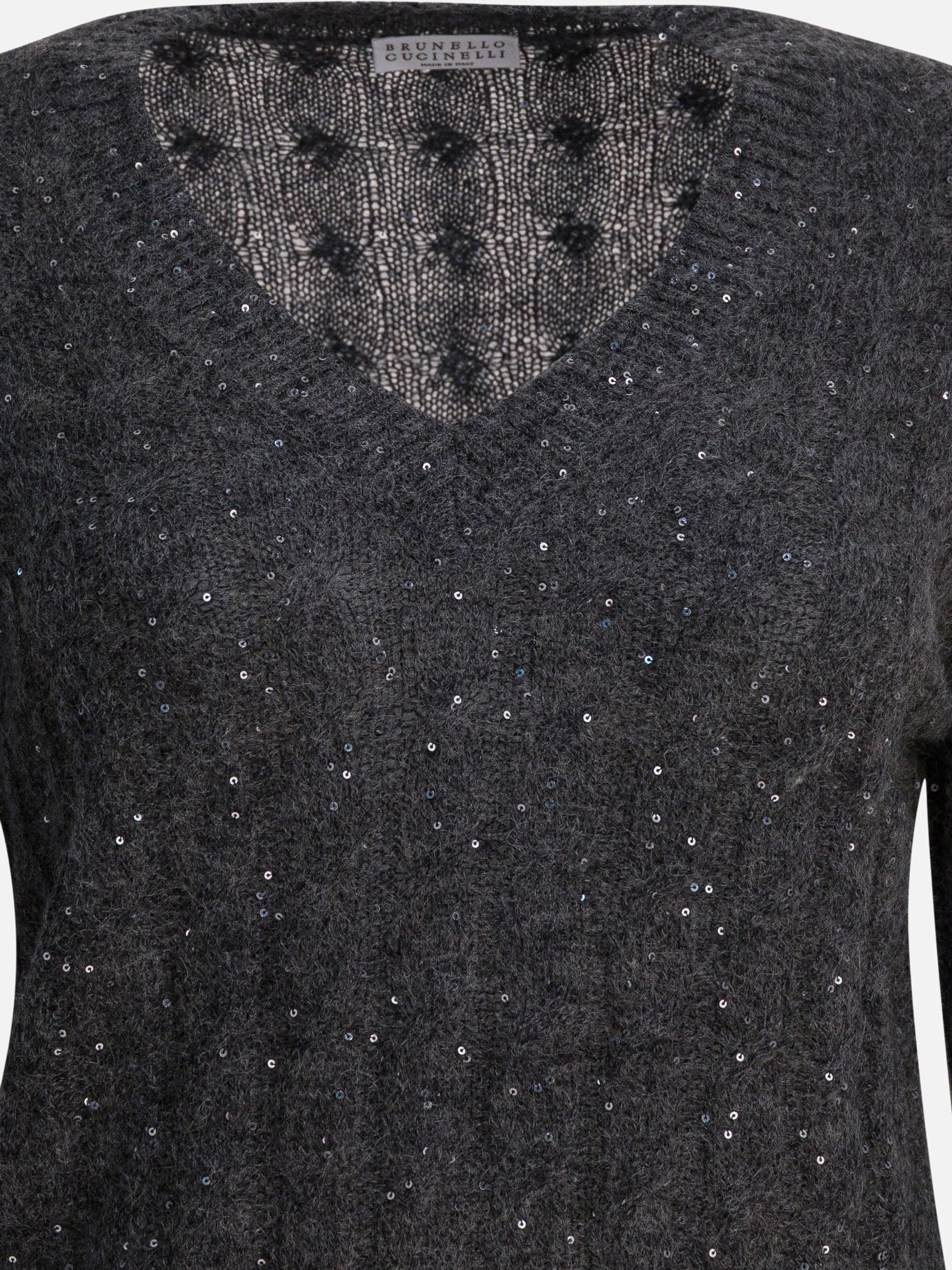 Maglioni scollo a V Textured knit  Blu - Brunello Cucinelli Donna | PDP | VIETTI Online Store | Zoom-Modal_3
