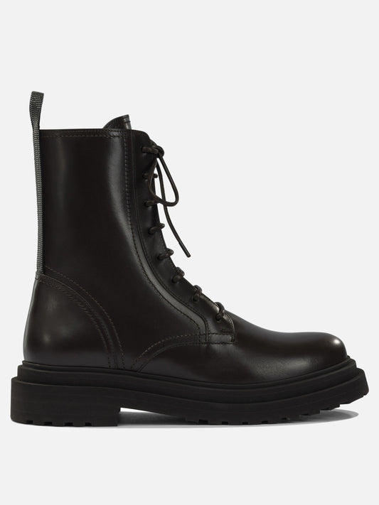 Stivaletti stringati 100% leather - 100% leather  Marrone - Brunello Cucinelli Donna | PDP | VIETTI Online Store 
