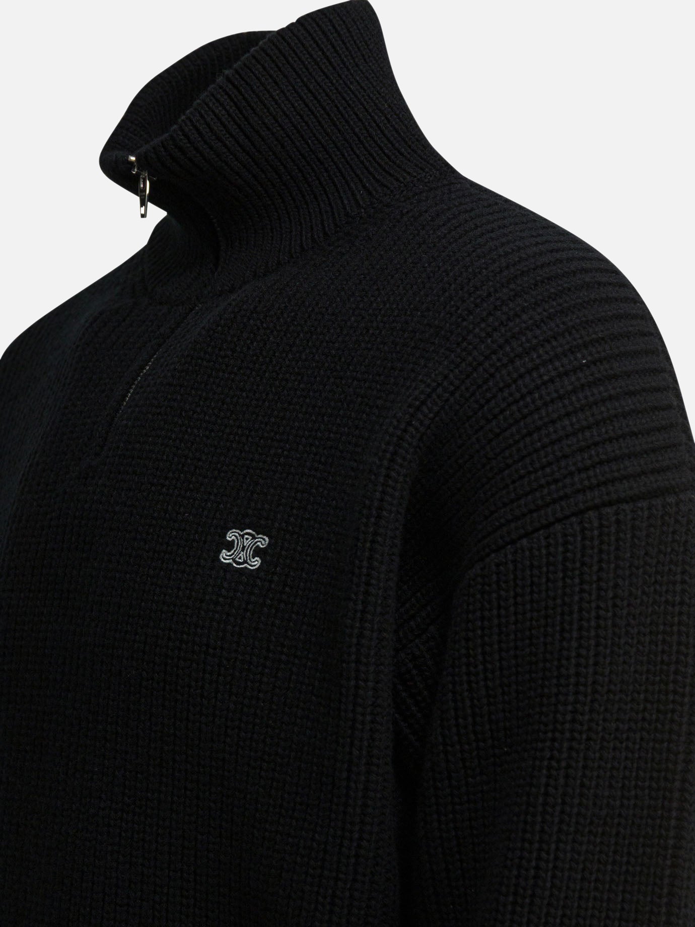 Half zip sweaters 100% wool  Black - Celine Men | PDP | VIETTI Online Store | thumbnail_4