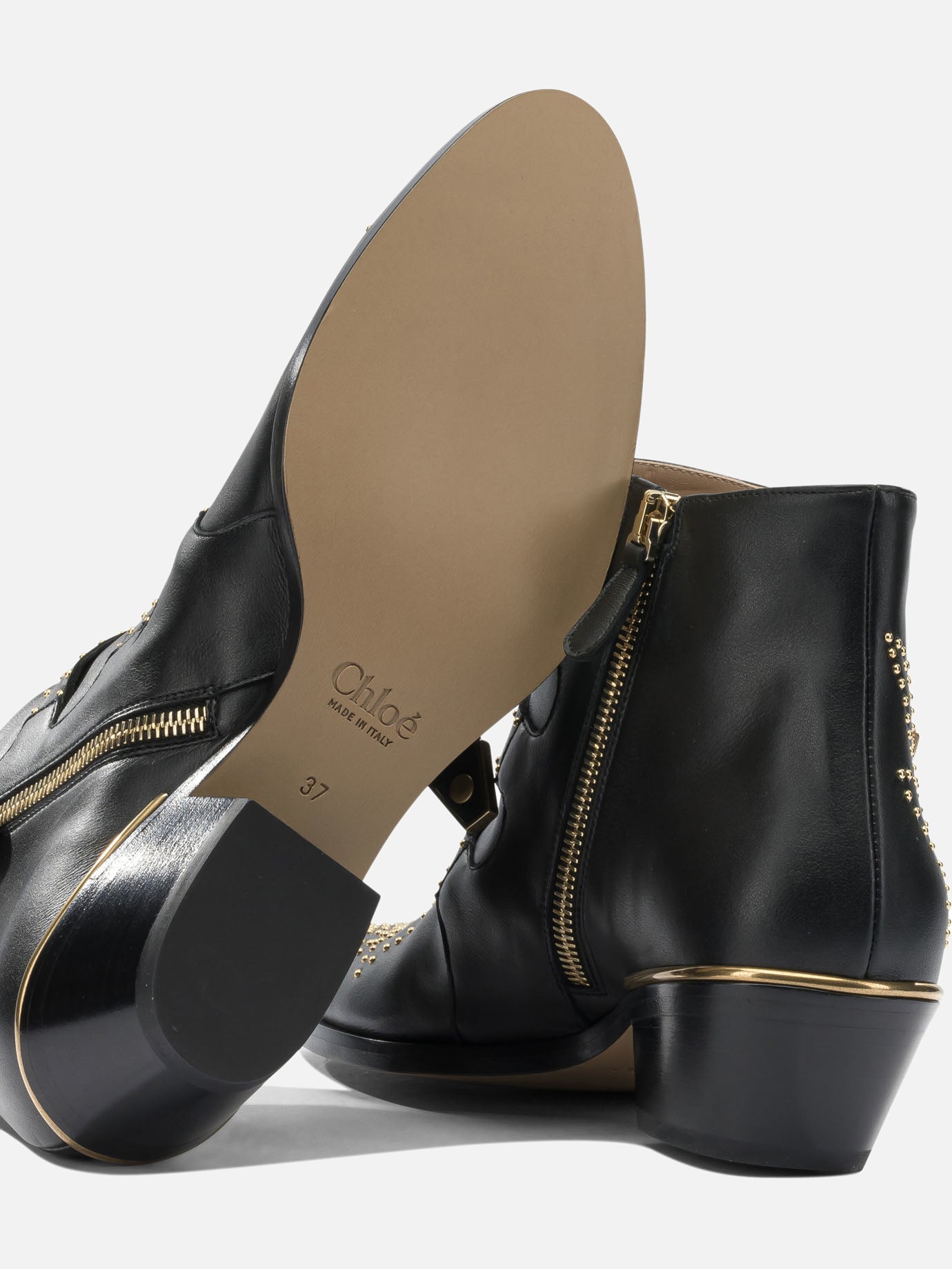 Zipped boots 88% calf leather 12% goat leather - 100% calf leather  Black - Chloé Women | PDP | VIETTI Online Store | thumbnail_5