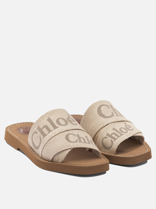 Flat sandals 90% linen 10% polyester - 100% ethylene vinyl acetate  Beige - Chloé Women | PDP | VIETTI Online Store | 2
