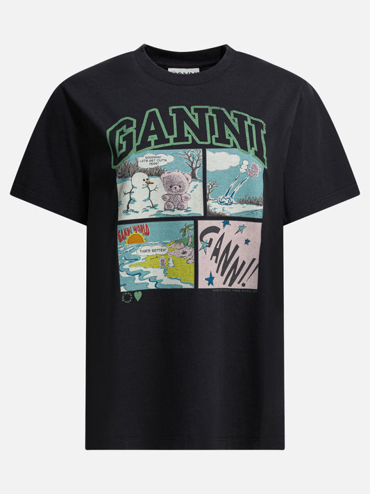 Crewneck t-shirts Graphics  Black - Ganni Women | PLP | VIETTI Online Store 
