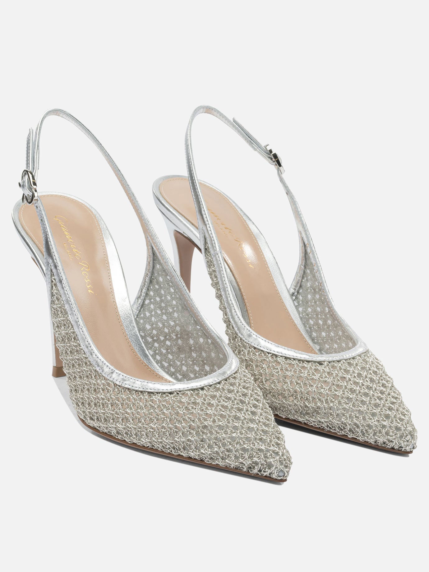 Slingbacks 90% fabric 10% leather - 100% leather  Silver - Gianvito Rossi Women | PDP | VIETTI Online Store | Zoom-Modal_2

