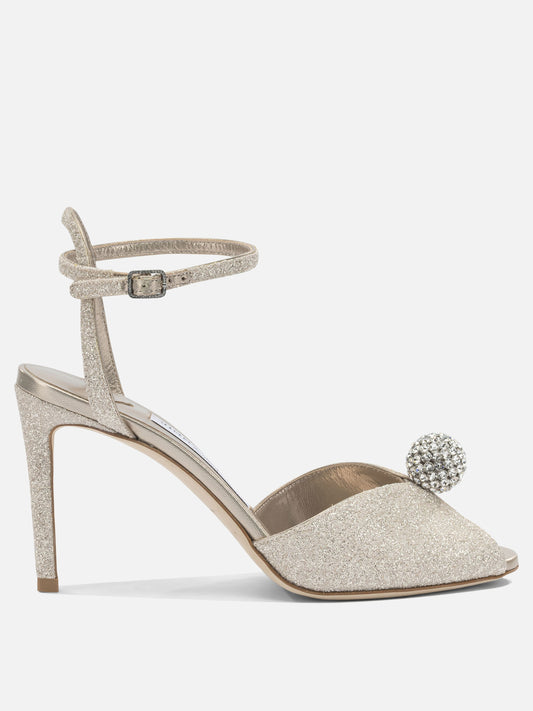 Heeled sandals 59% textile 15% leather 8% crystal 8% metal 5% plastic 5% salpa - 100% calf  Gold - Jimmy Choo Women | PDP | VIETTI Online Store 
