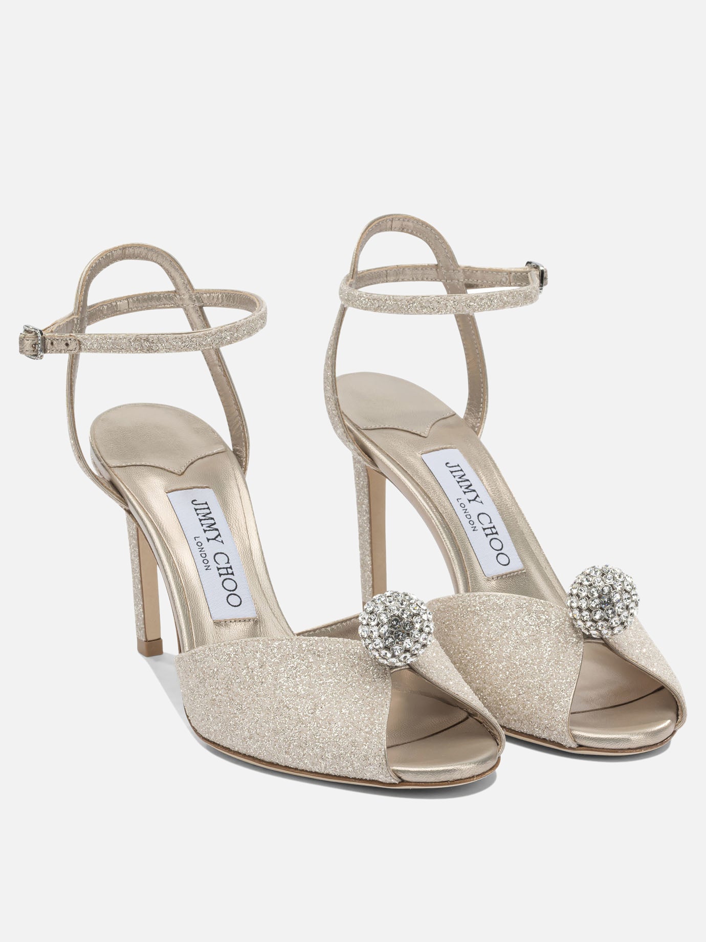 Heeled sandals 59% textile 15% leather 8% crystal 8% metal 5% plastic 5% salpa - 100% calf  Gold - Jimmy Choo Women | PDP | VIETTI Online Store | thumbnail_2