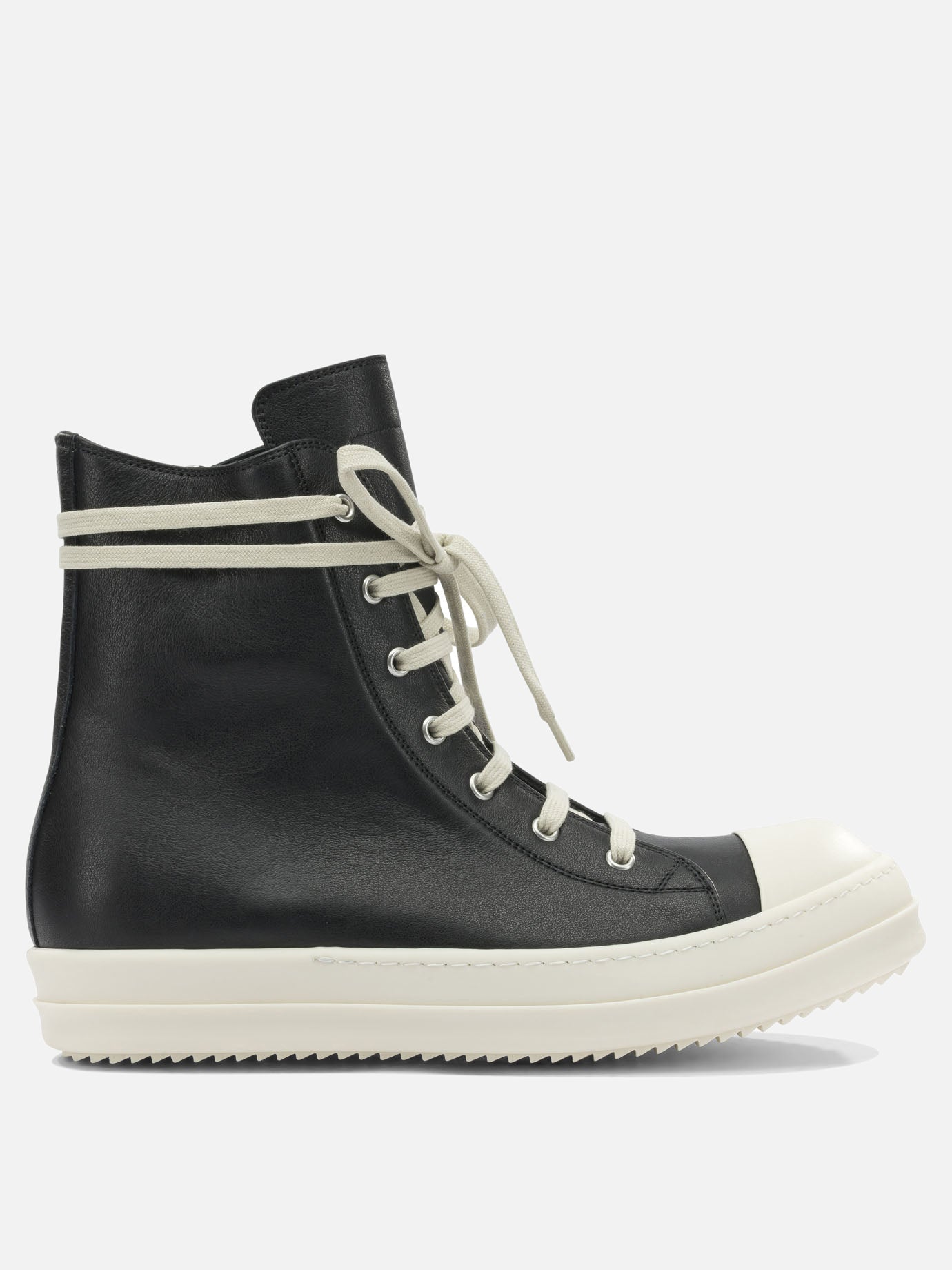 High top sneakers 100% cow leather - 100% thermoplastic rubber  Black - Rick Owens Men | PDP | VIETTI Online Store | Zoom-Modal
