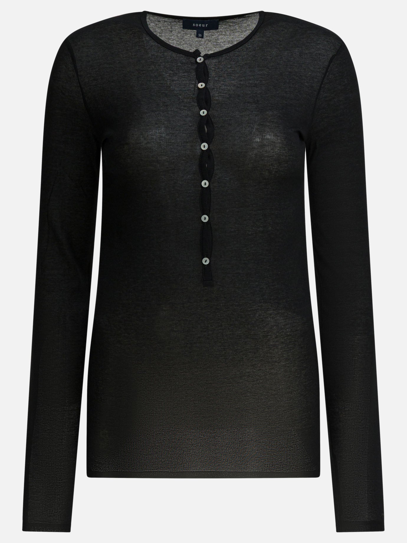 Henley t-shirts Solid colour  Black - Soeur Women | PDP | VIETTI Online Store | Zoom-Modal

