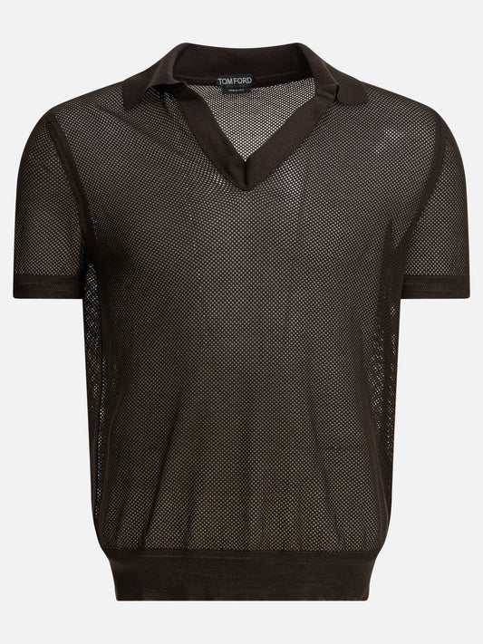Polo shirts without buttons 50% silk 50% cotton  Brown - Tom Ford Men | PLP | VIETTI Online Store 
