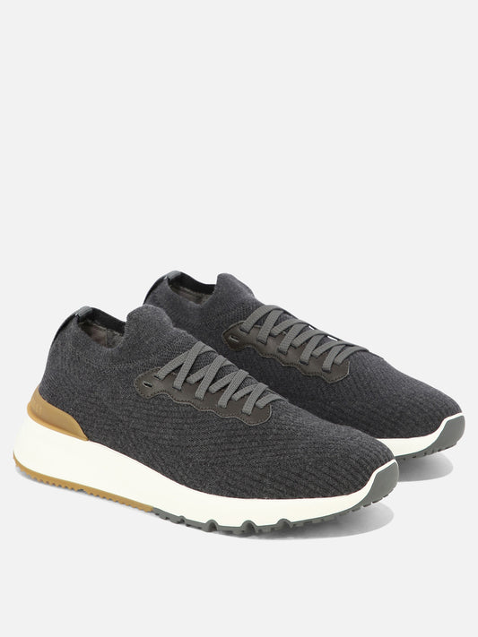 Sneaker basse 100% lana - 100% gomma  Grigio - Brunello Cucinelli Uomo | PLP | VIETTI Online Store | 2
