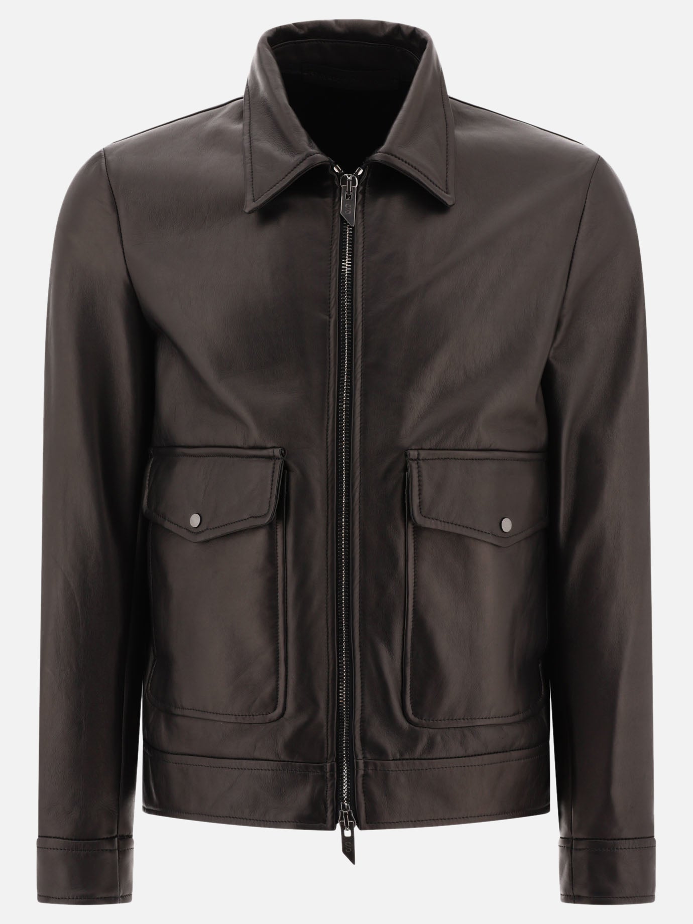 Salvatore Santoro Giacca in pelle stile biker 10610793_54 Nero thumbnail_1