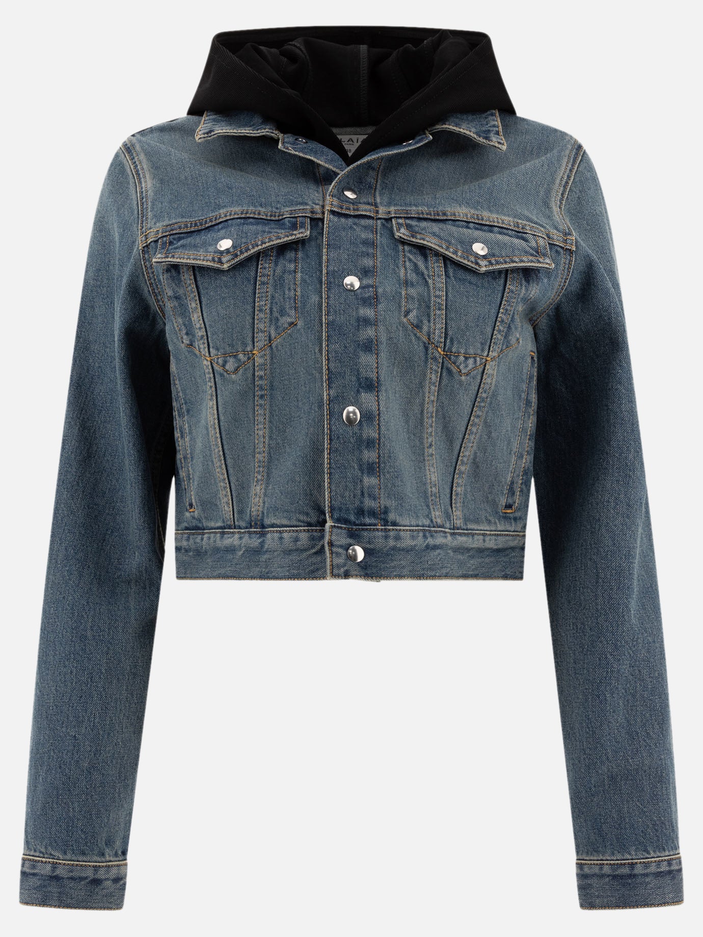 Alaïa Denim jacket with knitted hood Blue