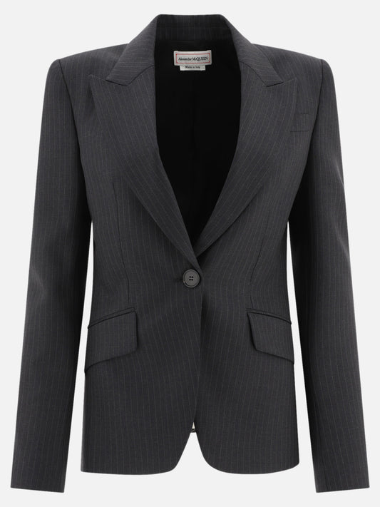 Pinstriped single-breasted blazer