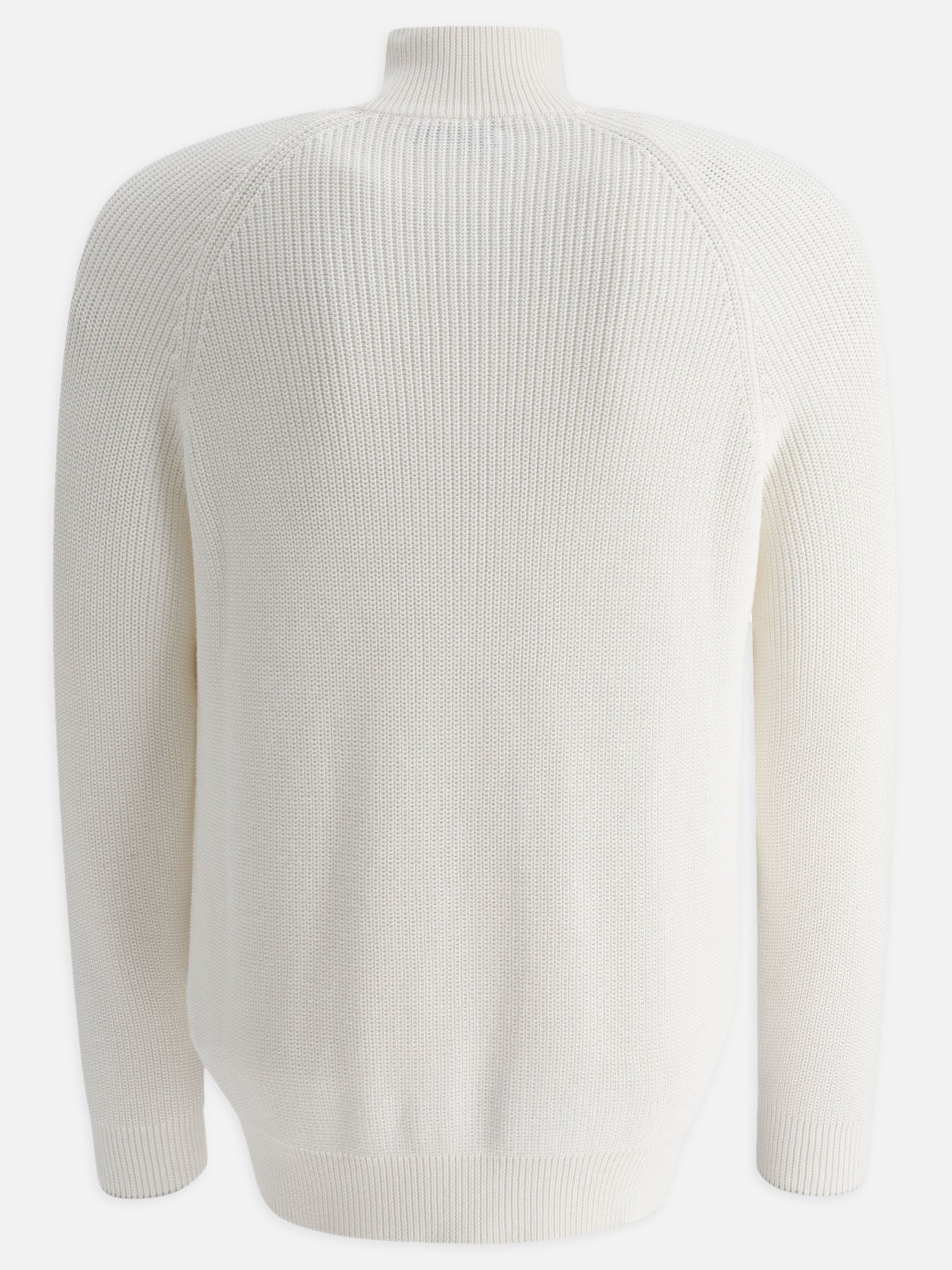 Brunello Cucinelli Half English rib turtleneck cardigan with zipper White