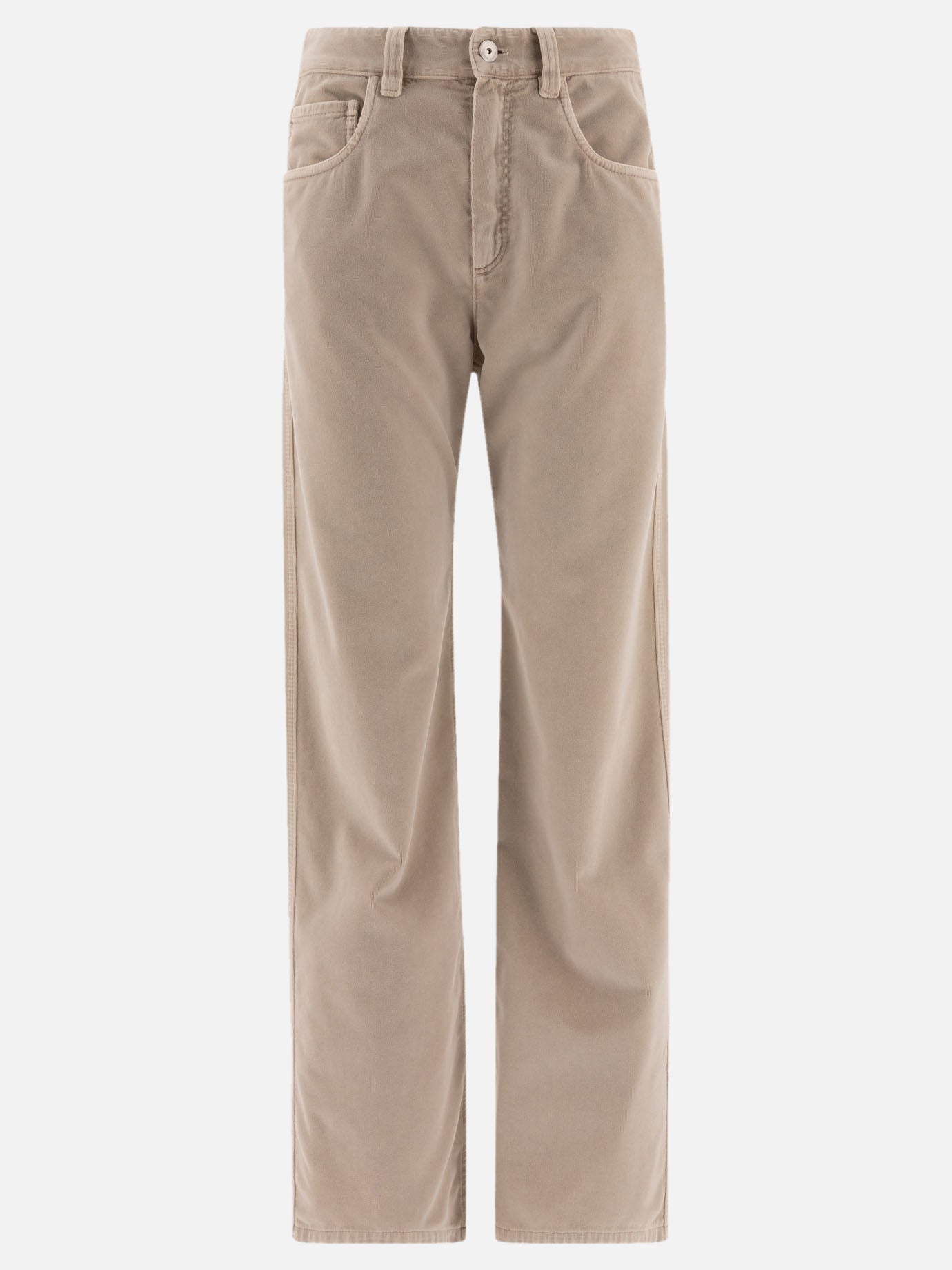 Brunello Cucinelli Garment-dyed cotton velvet trousers Beige