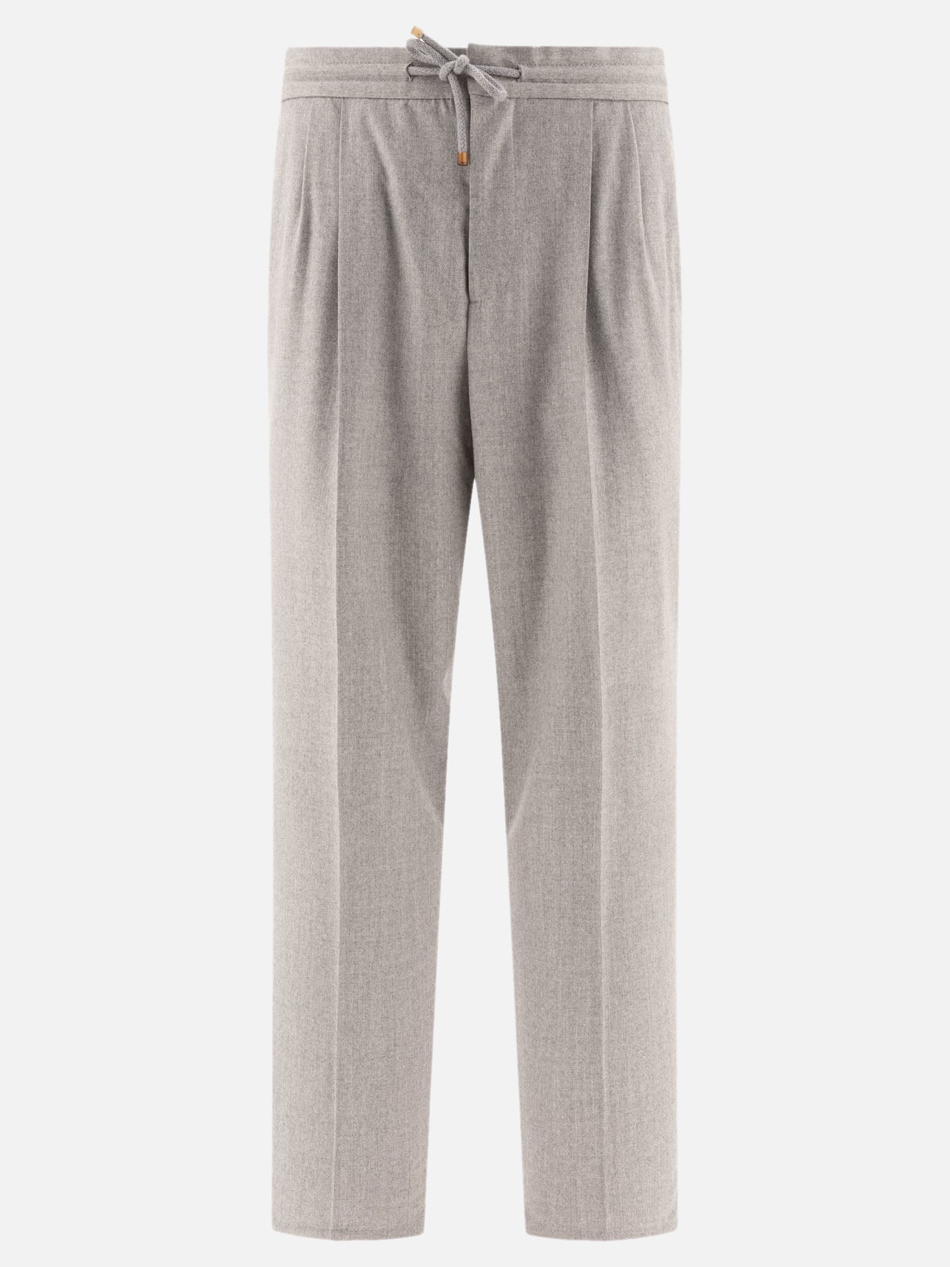 Trousers with drawstring and double pleats