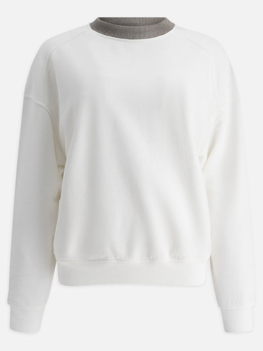 Brunello Cucinelli "Precious Ribbed Collar" sweatshirt White