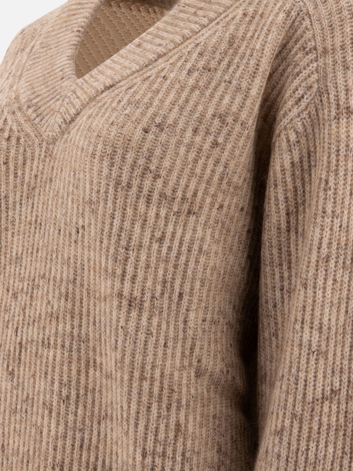 Brunello Cucinelli English rib sweater with monili Beige