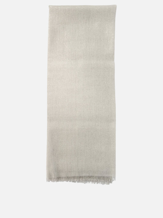 Brunello Cucinelli Cashmere and silk "Sparkling" scarf White