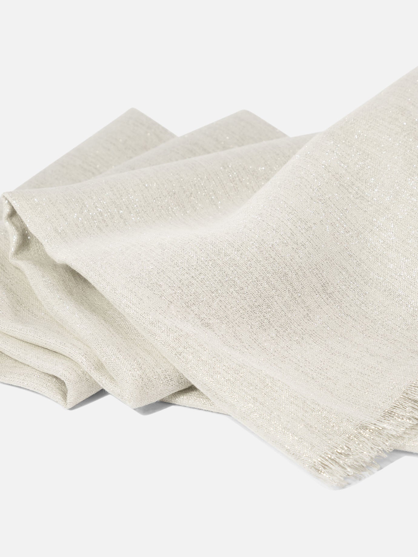 Brunello Cucinelli Cashmere and silk "Sparkling" scarf White