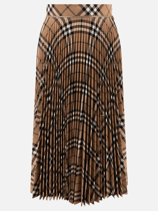 Burberry Wool blend pleated Check skirt Beige