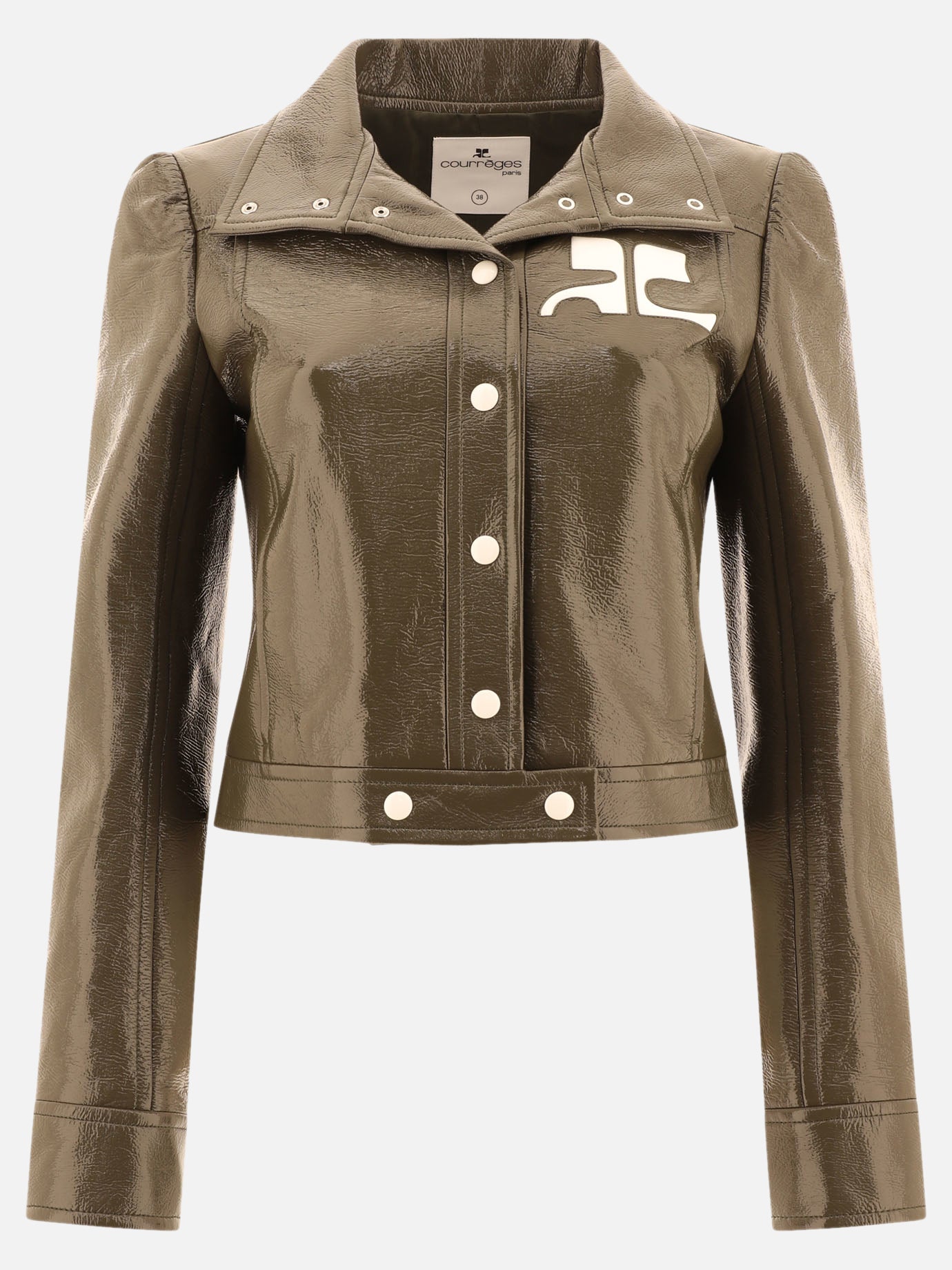 Leather jackets Solid colour  Green - Courrèges Women | PDP | VIETTI Online Store | thumbnail