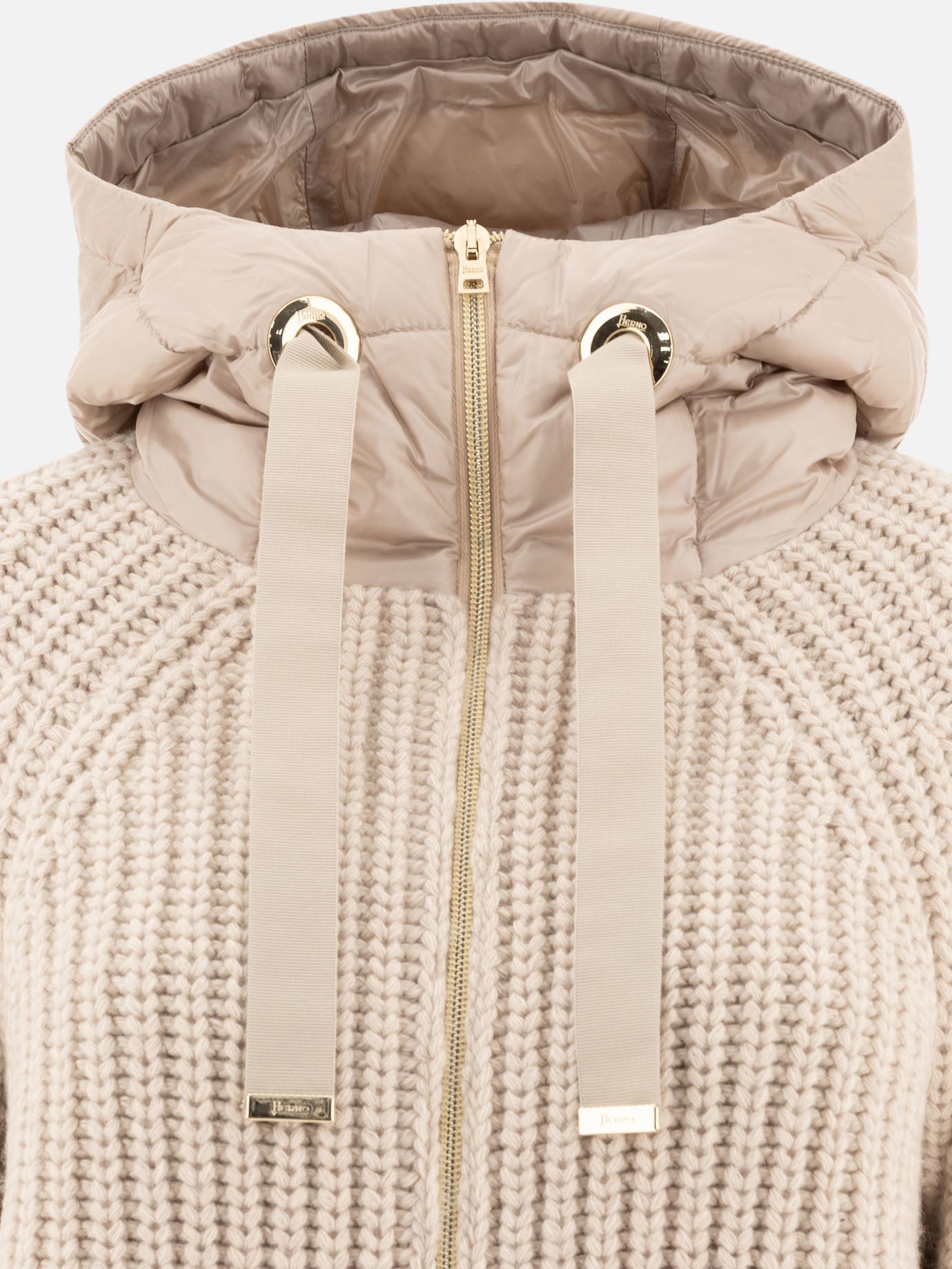 Herno Down jacket with wool inserts Beige