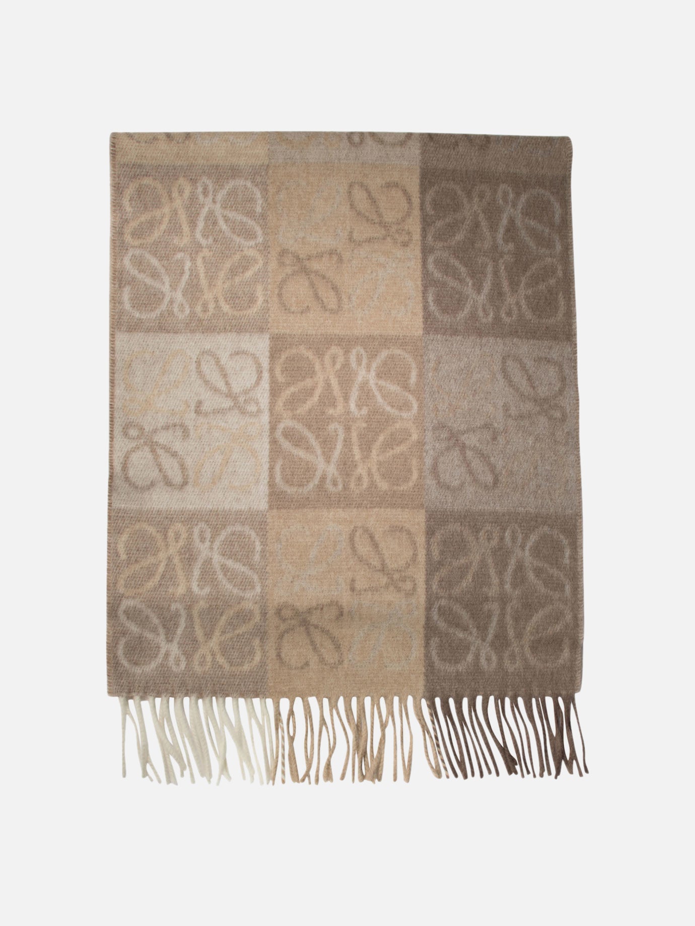 Fringed scarves 90% wool 10% cashmere  Beige - Loewe Men | PDP | VIETTI Online Store | Zoom-Modal
