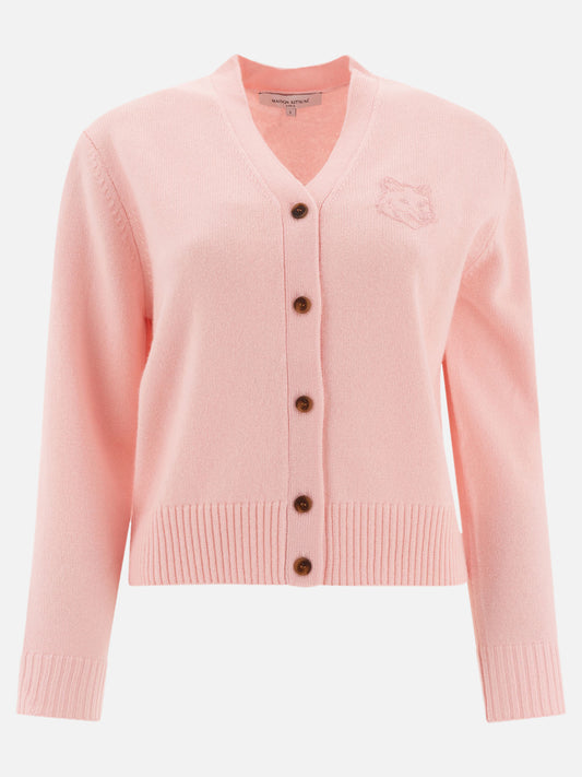 Maison Kitsuné "Fox Head" embroidered cardigan Pink