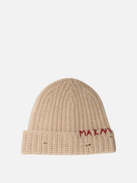 Shetland wool beanie with Marni mending