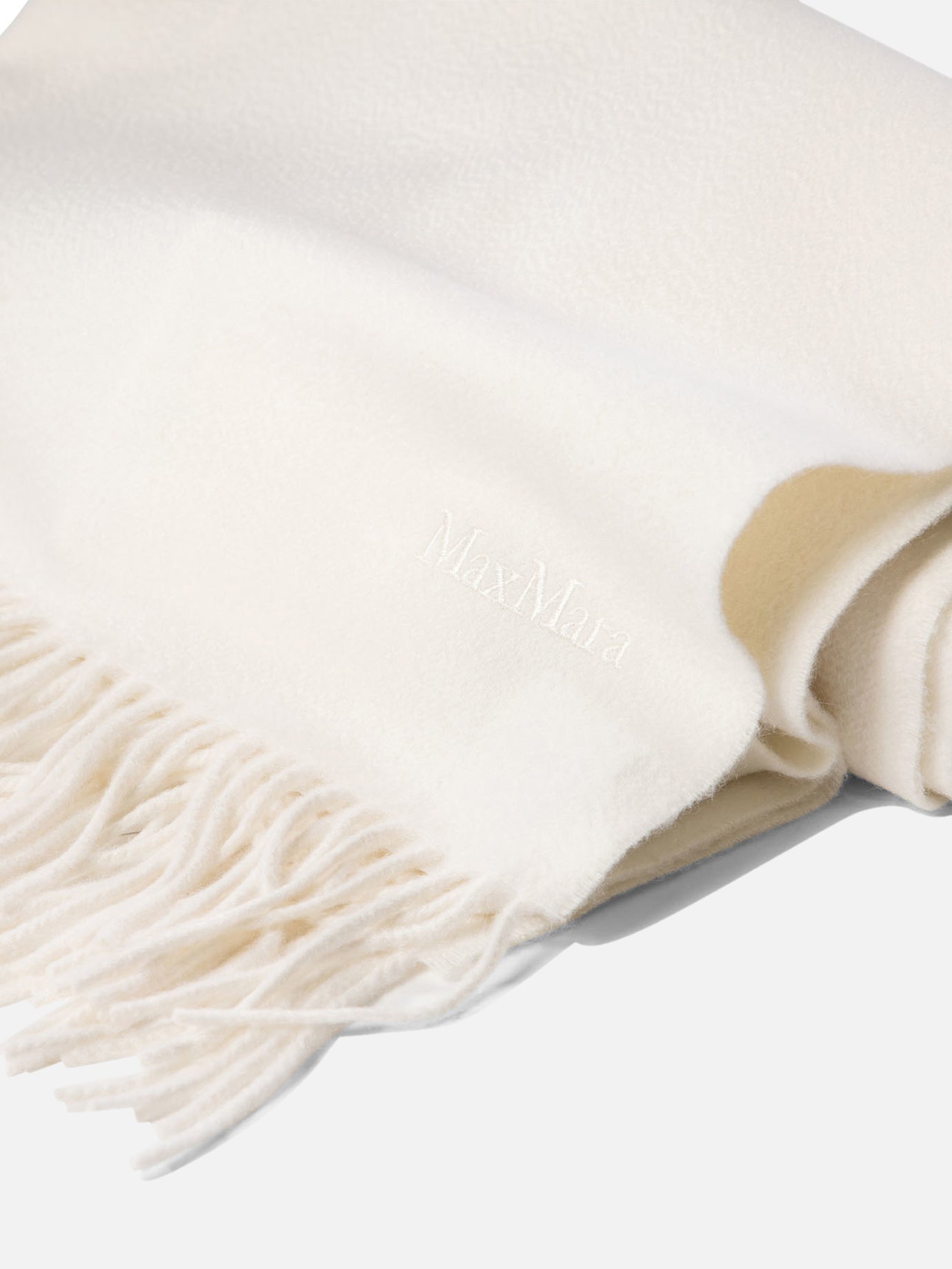 Max Mara Cashmere stole with embroidery White