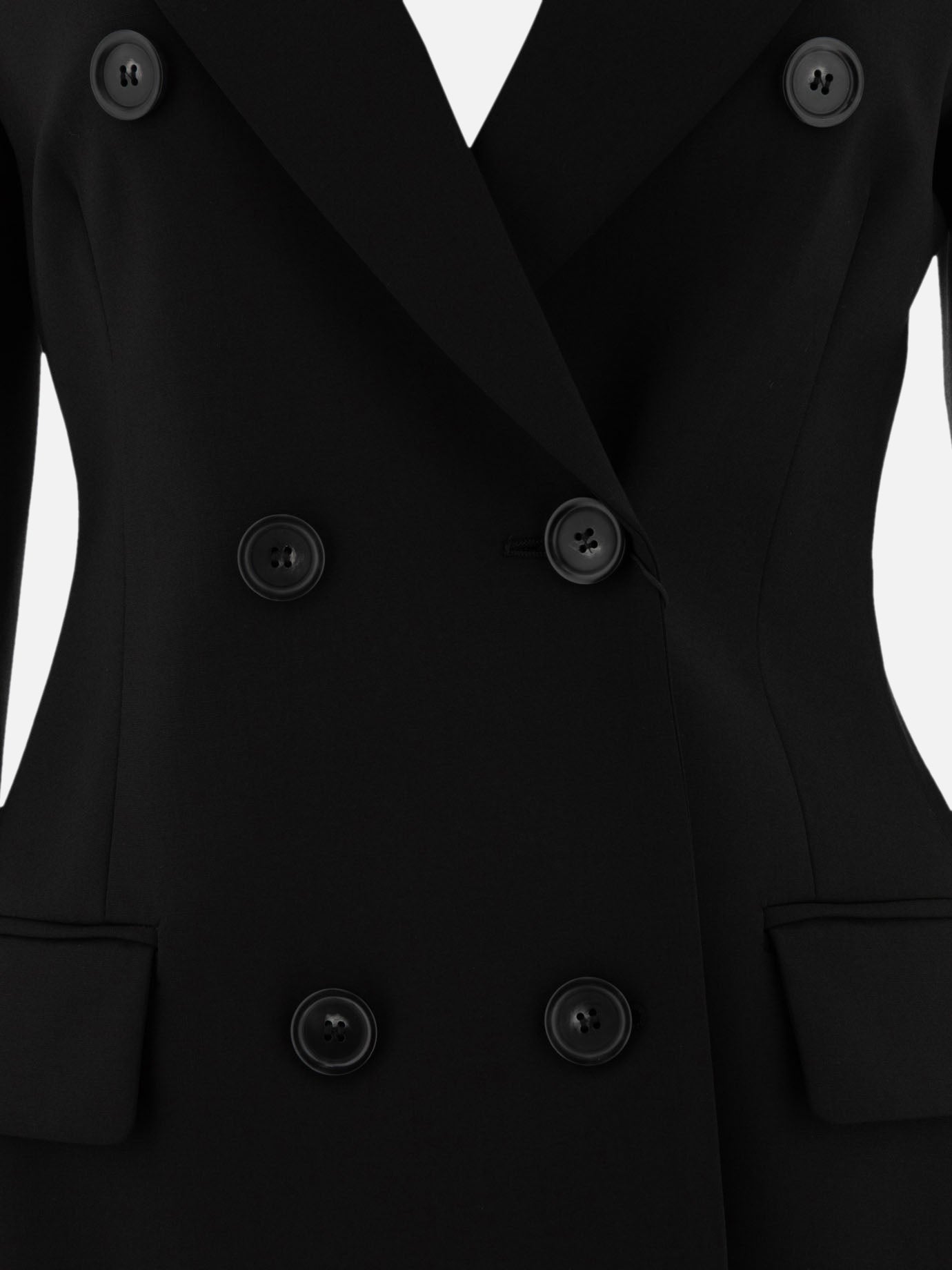 Max Mara Sportmax "Adamo" wool stretch double-breasted blazer Black